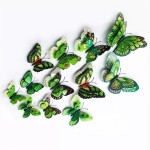 Fluturi 3D cu magnet, dubli, decoratiuni casa sau evenimente, set 12 bucati, verde, A11